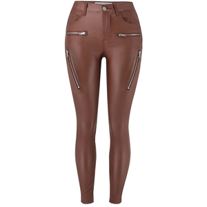 Pantalones de cuero ligeros de fabricación profesional para mujer 2025 nuevo estilo de ropa de calle pantalones de cuero de Color sólido para mujer - Product Image 6
