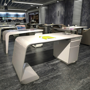 Minimalist White MDF Executive <b>Desk</b> Modern Office Workstation Baking Paint Finish - Product Image 5