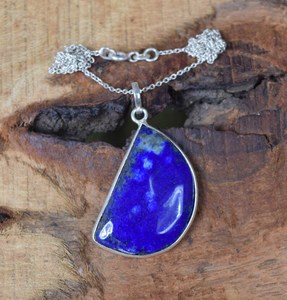 Collier pendentif en argent sterling avec lapis-lazuli, pierre de naissance de décembre, bijoux faits à la main pour femmes, cadeau - Product Image 3
