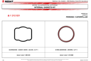 REDAT 1212521 Kit de joints internes de haute qualité Fabriqué en Italie Convient pour Caterpillar C15 C18 3406E Perkins Injecteur de carburant diesel - Product Image 2