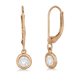 Boucles d'oreilles pendantes en or rose 14 carats avec diamants de 1,00 carat - Product Image 2