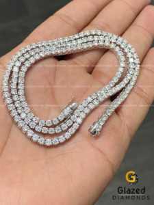 New Ravishing Round Brilliant <b>Moissanite</b> VVs Diamonds Fully Iced Out Customized Tennis Link <b>Chain</b> 10K White Gold For Unisex - Product Image 4