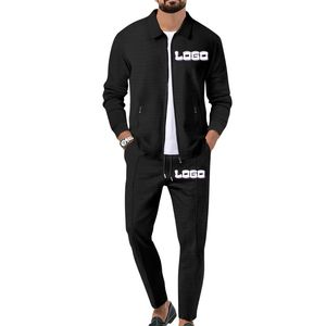 Survêtements de qualité supérieure en tissu gaufré à fermeture éclair, lavage à l'acide, 2 pièces, unisexe, respirant, léger, sportif, personnalisé - Product Image 4