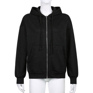 Sudadera con capucha y cremallera para mujer de talla grande con bloque de color personalizado Sudadera con capucha unisex de algodón polar con cremallera completa Sudadera con capucha de gran tamaño para mujer - Product Image 5