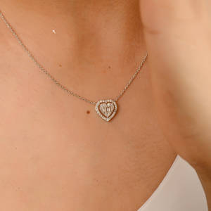 Authentique collier à breloques en or blanc massif 18 carats en forme de cœur avec diamant fabriqué à la main 100% cadeaux d'anniversaire pour femmes bijoux artisanaux - Product Image 4