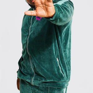 Survêtements décontractés 100% coton pour hommes ensemble de survêtements en micro velours vert pour hommes à vendre pour l'hiver 100% coton - Product Image 2