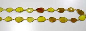 <b>Brass</b> Natural Yellow Free Shape Briolette Faceted Bezel Connector Chain 15x25mm Sold Per Foot for <b>Jewellery</b> Making - Product Image 3