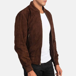Chaqueta de Invierno para Hombre, Personalizada, de Lona y Cuero de Gamuza, con Cuello Alto, Ligera, Transpirable, Resistente al Viento, con Logotipo Frontal - Product Image 4