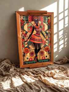 Plateau de service artisanal en bois Art Déco avec travail Meena pour la maison, la cuisine, la table à manger, organisateur décoratif utilitaire - Product Image 2