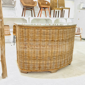 Wholesale Natural Grey Rattan Wicker Wood <b>Bar</b> Counter <b>Table</b> Furniture For Commercial Hotel Restaurant Cafe Resort Pub And Home - Product Image 6