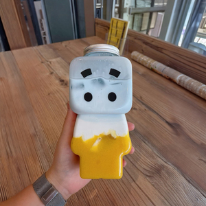 Vacío lindo creativo 500ml 16oz Robot forma jugo batido <span class=keywords><strong>botellas</strong></span> <span class=keywords><strong>con</strong></span> tapas de rosca de aluminio marioneta hombre hielo Boba tazas de té - Product Image 3