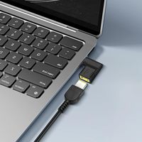 Adaptateur USB C vers embout fin, adaptateur USB C mâle vers embout carré fin jaune à 90 degrés, convertisseur 65w PD pour chargeur Lenovo