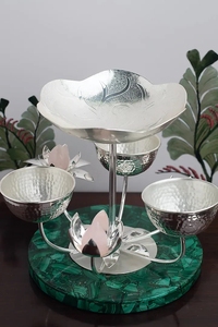 สินค้าขายดี ชามตกแต่งหินธรรมชาติสีเงินและทองเหลือง - Product Image 4