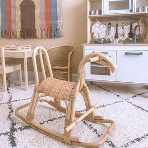 Recién llegado, mecedora de juguete para niños en forma de caballo hecha de ratán, muebles de habitación para niños para parques recreativos - Product Image 4
