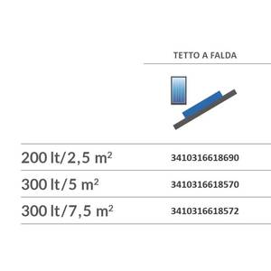 Système solaire thermique à circulation forcée Cordivari EcoBasic 200 litres, chauffe-eau solaire pour toits en pente - Product Image 2