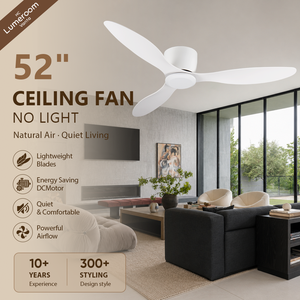 52 Inch Modern <b>Ceiling</b> <b>Fan</b> No Light with <b>Remote</b>, Low Profile Flush Mount <b>Fan</b> with Quiet DC Motor for Bedroom Living Room - Product Image 1