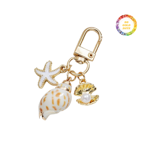 Porte-clés en coquillage marin naturel fait à la main, cadeau sur le thème de l'océan - Product Image 4