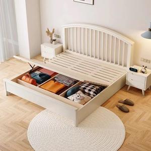 <span class=keywords><strong>Lit</strong></span> double moderne en bois massif avec cadre rembourré en velours et plateforme de rangement à vérins à gaz – Vente en gros - Product Image 3