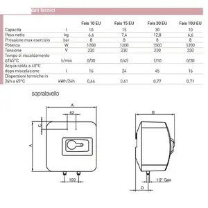 Calentador de Agua Eléctrico Ariston Fais de 30 Litros, Calentador Eléctrico para Instalación Sobre el Fregadero - Product Image 2