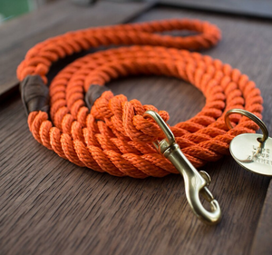 Orange Rope Dog <b>Leash</b> // Rope Dog Lead - Strong Dog <b>Leash</b> - Brass Dog <b>Leash</b> - - Product Image 2