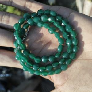 Collier classique en laiton plaqué argent avec perles rondes facettées en émeraude naturelle, pierre de naissance de mai, 17 pouces - Product Image 2