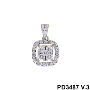 Un pendentif en or 14 carats en forme de coussin éblouissant, entouré d'un diamant étincelant de 0,52 CTW, pour un attrait élégant et intemporel. - Product Image 2