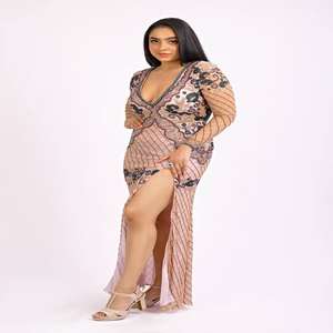 Vestido de Diseñador de Calidad de Exportación, Super Grado, con Adornos de Lentejuelas y Cuentas Hechos a Mano |   Vestido de Lujo para Bodas y Eventos en la Playa - Product Image 3