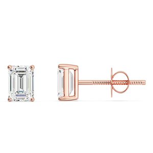 <b>Emerald</b> Cut Lab Grown Diamond <b>Stud</b> Earrings - Product Image 6