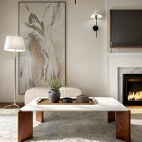Table basse en marbre et noyer Table basse en bois massif
