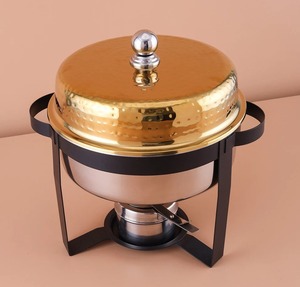 Réchaud de haute qualité avec casserole en métal doré et argenté Hotpot chauffe-plats buffet Hot Pot pour les fêtes hôtels villas utilisation - Product Image 5