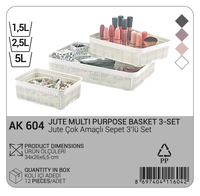 Ensemble de paniers de rangement multi-usages AFOSSA PP rectangulaires moulés par injection en 3 pièces, bacs de rangement durables pour le maquillage, les bijoux, le bureau