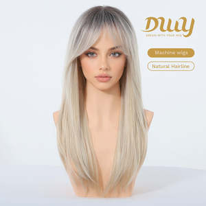 Orange-DWY 24-Inch MiraScalp High Quality <b>Wig</b> Transparent Heat Resistant High Temperature Fiber Long-Length Straight Layer-Cuts - Product Image 2