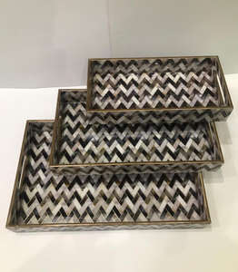 Plateau décoratif personnalisé en MDF émaillé Plateau pour petit-déjeuner en bois de café, thé et bambou Plateau de service en bois avec poignées - Product Image 5