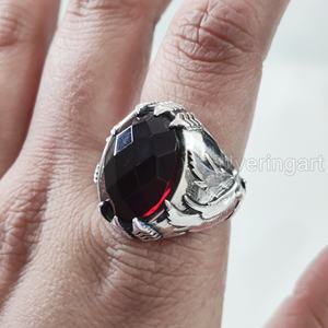 Anillo de Piedra Natural para Hombre, Piedra Preciosa de Granate Rojo Natural, Piedra Natal de Enero, Todos los Tamaños, Joyería Pesada para Fiesta, Anillo de Plata Esterlina 925 - Product Image 4