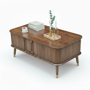 Durable 120x40cm Rectangular Ash Wood <b>Coffee</b> <b>Table</b> with Sliding Doors Living Room Side <b>Table</b>-TT68272 - Product Image 1