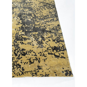 Tapis Kavi Gold en laine et soie de bambou noué à la main, Théorie du Chaos, Abstrait Classique, Décoration pour la maison, le salon et le couloir - Product Image 4