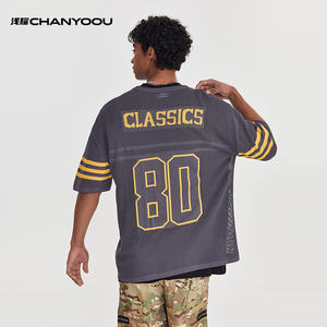 T-shirt vintage en maille de coton pour homme super doux unisexe T-shirt graphique à impression personnalisée T-shirt à manches longues double couche pour homme - Product Image 5