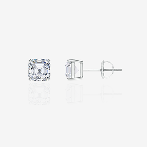 ต่างหูเพชรทรงแอสเชอร์คัท ทองคำ 18k - Product Image 4