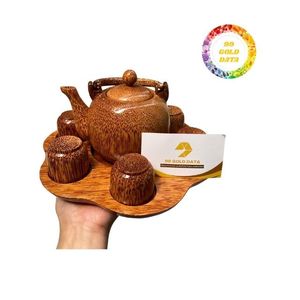 กาน้ำชาไม้มะพร้าวทำมือดีไซน์ไม่ซ้ำใครทนทานเป็นมิตรกับสิ่งแวดล้อมสำหรับผู้รักชาและของตกแต่งบ้าน - Product Image 1