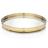 Plateau de rangement rond en laiton doré de luxe avec pieds, plateau décoratif pour la maison, accessoire de table, organisateur de bijoux, de parfums et de cosmétiques