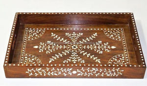 Bandeja de perlas Madre al por mayor, elegante bandeja de madera para servir en casa, boda, bandeja de mesa de centro de alta demanda, uso doméstico, Falak World Export - Product Image 3