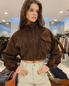 แจ็คเก็ตหนังแกะสไตล์วินเทจยุค 70 แบบกระดุมสองแถว สีน้ำตาลสไตล์โบฮีเมียน มีกระเป๋า สไตล์เรโทรตะวันตก กันลม เสื้อคลุมสำหรับฤดูใบไม้ร่วง - Product Image 5