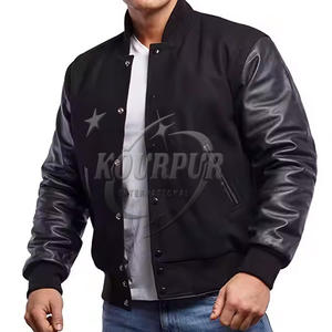 Couleur entièrement 100% coton composé de vestes universitaires pour hommes et femmes à la fois avec manches en cuir - Product Image 5