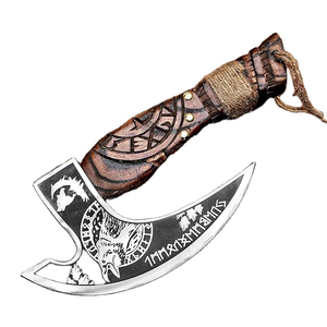 Cortador de Pizza vikingo OEM forjado a mano, hacha de acero al carbono, cortador basculante, cuchillo de Chef, cuchillo para horno de Pizza, cortador de Pizza Premium, regalo - Product Image 4