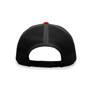 BRANIS SPORTS Black <b>Red</b> Mesh Trucker Hat 6-Panel Adjustable Unisex Casual Cap Adult Four Seasons Wear 100% Polyester - Product Image 6