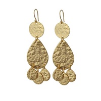 Boucles d'oreilles en laiton martelé géométrique plaqué or 24 carats de qualité supérieure, faites à la main, avec perle d'imitation et diamant, pour cadeaux féminins