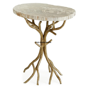 Mesa Auxiliar Decorativa de Aluminio Vintage de Primera Calidad, con Tres Patas, Acabado Blanco Antiguo, Diseño Elegante - Product Image 5