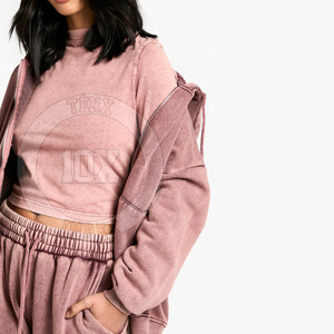 Ropa de otoño para mujer, traje de jogging con lavado ácido, conjunto de chándal informal ligero y cómodo con lavado ácido para mujer - Product Image 6