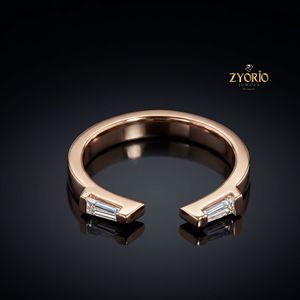 925 Sterling Silver Baguette Diamond <b>Open</b> <b>Ring</b> Minimalist Stackable Band Modern Fine Jewelry for Women - Product Image 2