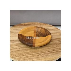 Assiette de charge en bois de forme ronde Accessoires de table sous l'assiette Vaisselle Assiette de chargeur de service alimentaire - Product Image 6